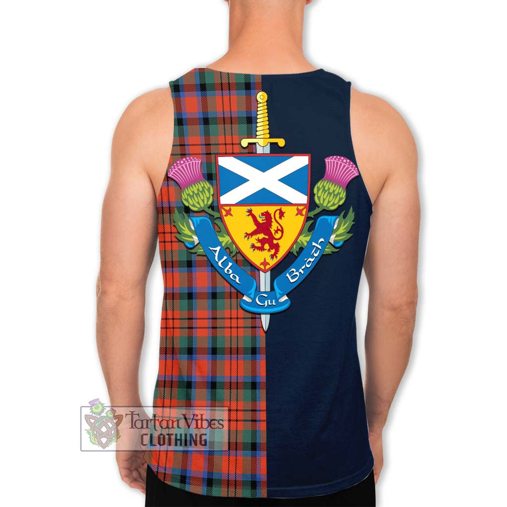 Tartan Vibes Clothing MacDuff Ancient Tartan Men's Tank Top with Scottish Lion Royal Arm Half Style