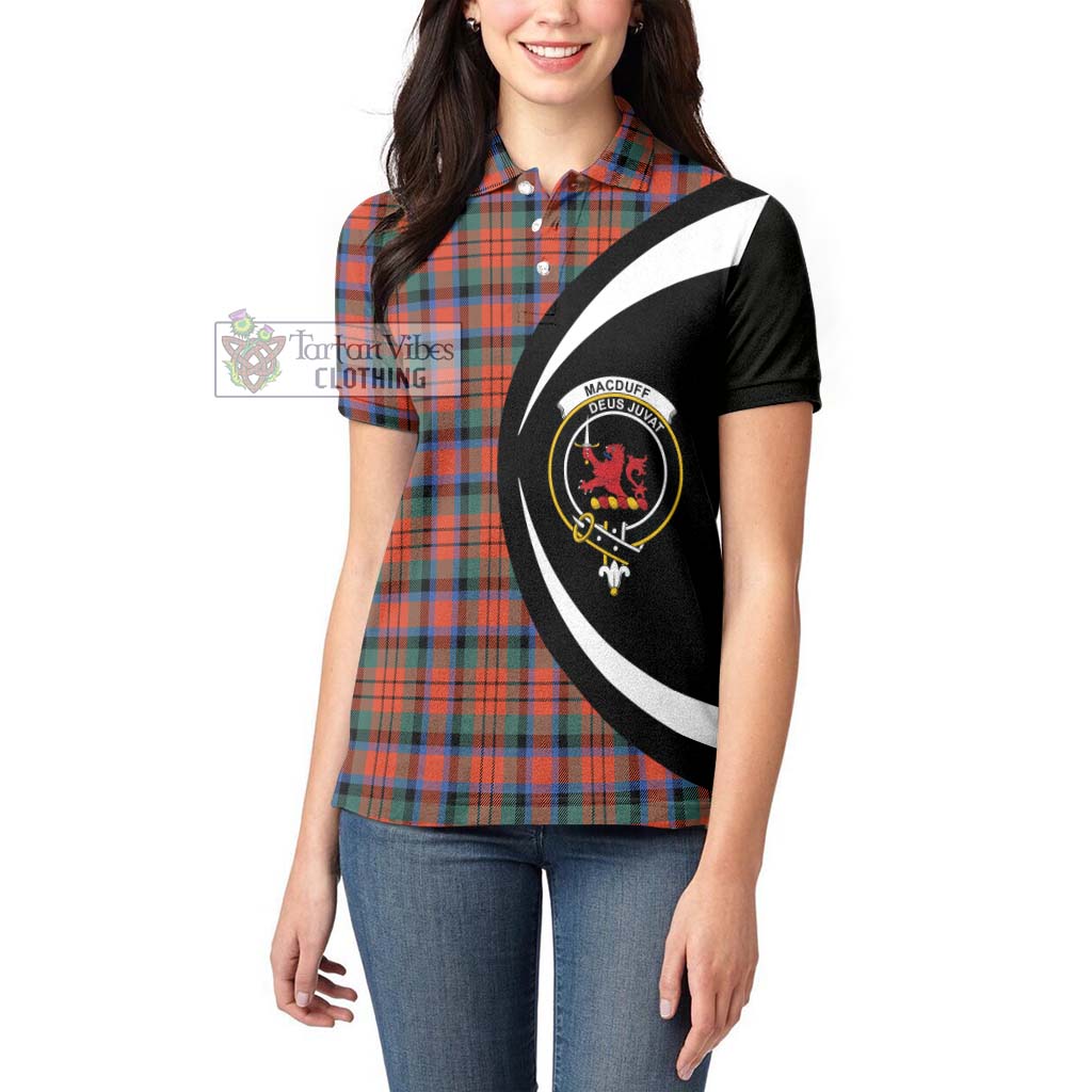 MacDuff Ancient Tartan Women's Polo Shirt with Family Crest Circle Style - Tartan Vibes Clothing