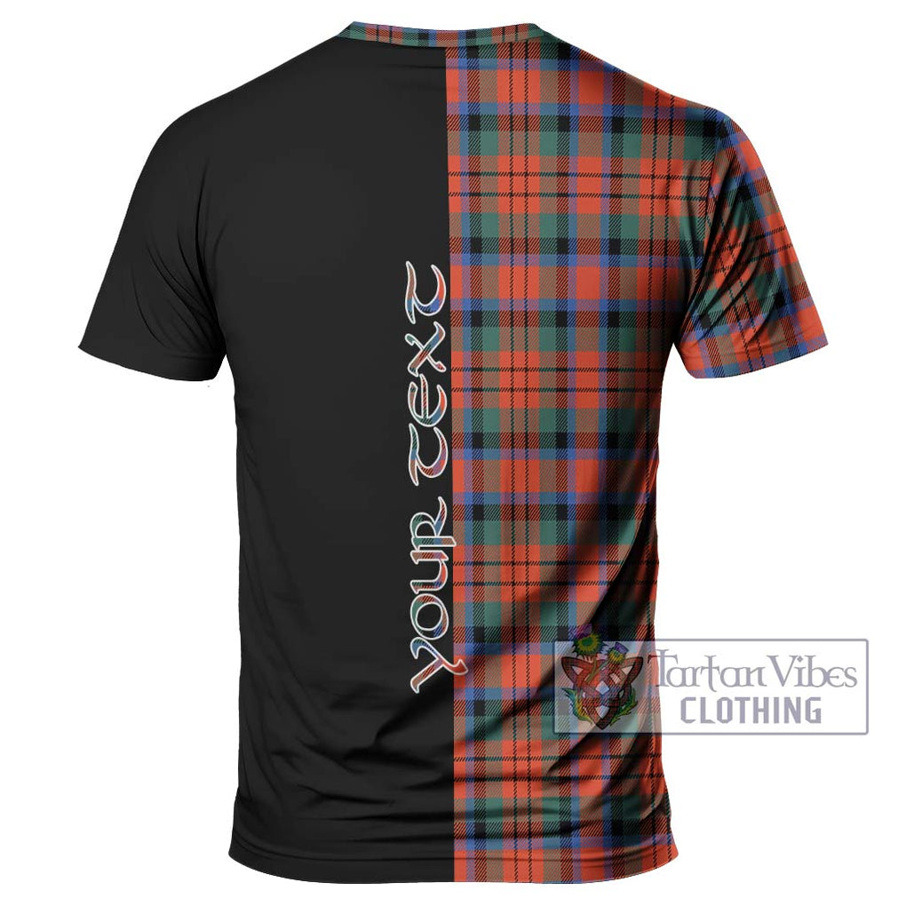 MacDuff Ancient Tartan T-Shirt with Family Crest and Half Of Me Style - Tartanvibesclothing Shop