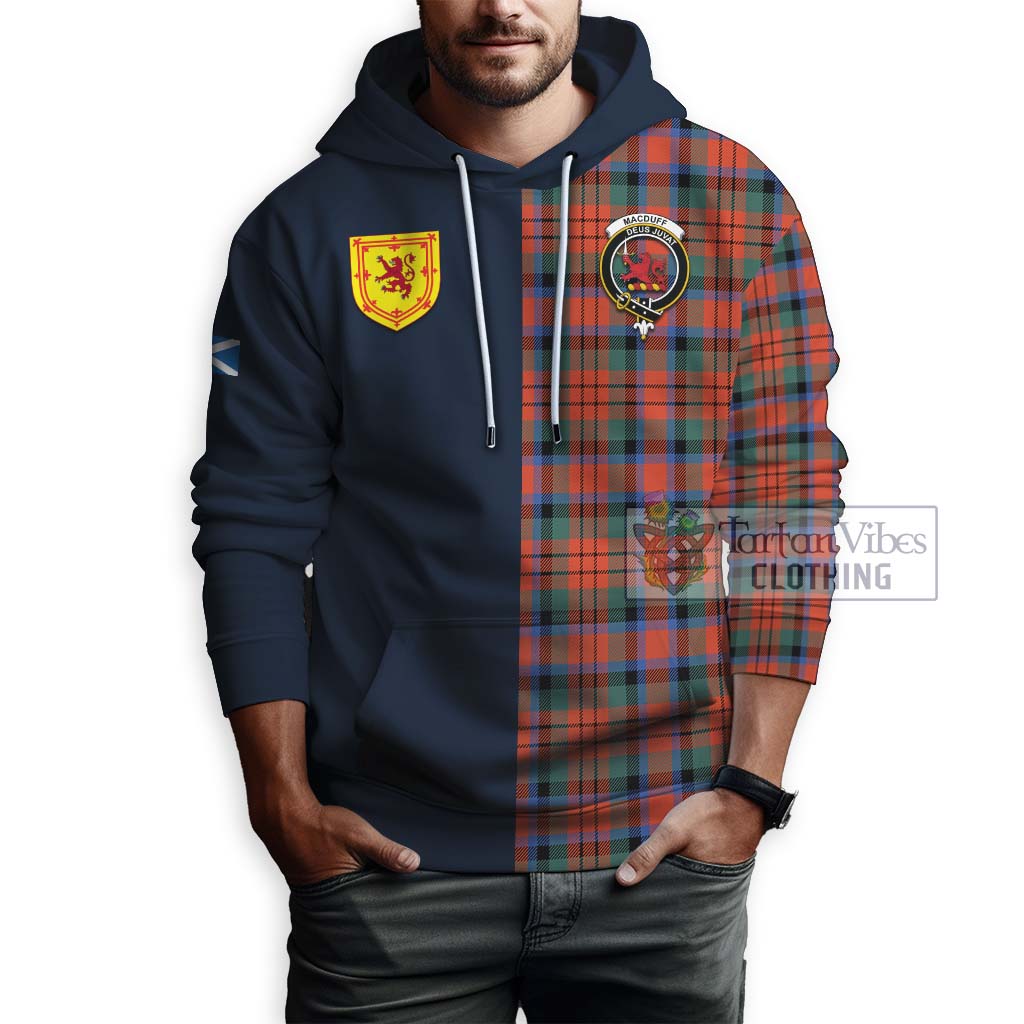 Tartan Vibes Clothing MacDuff Ancient Tartan Hoodie with Scottish Lion Royal Arm Half Style