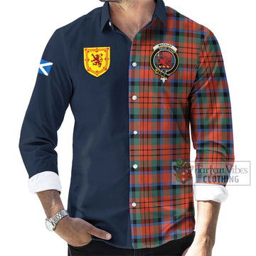 MacDuff Ancient Tartan Long Sleeve Button Shirt Alba with Scottish Lion Royal Arm Half Style