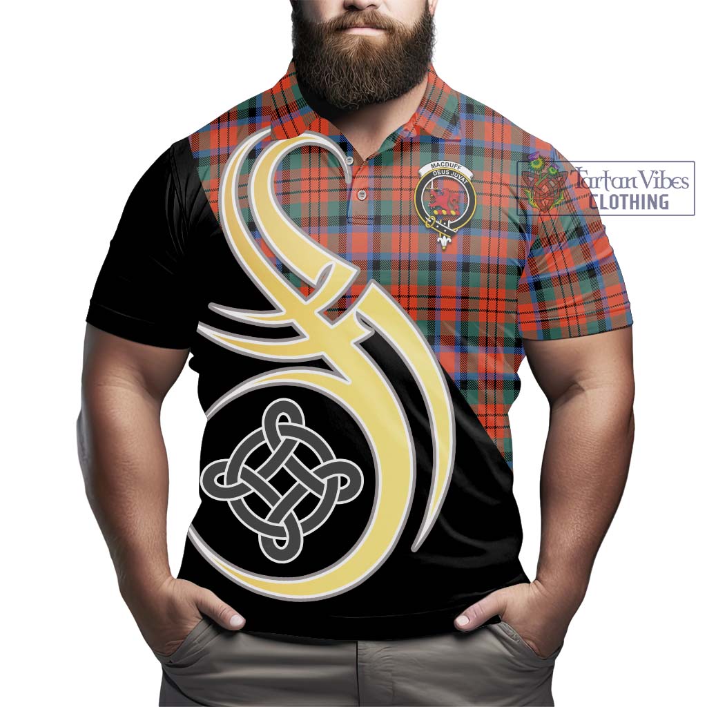 MacDuff Ancient Tartan Polo Shirt with Family Crest and Celtic Symbol Style - Tartan Vibes Clothing