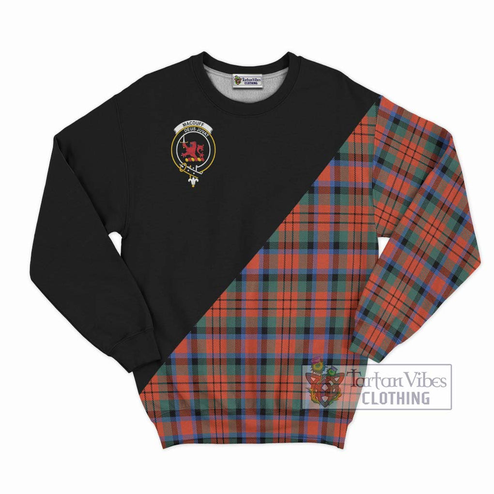 MacDuff Ancient Tartan Sweatshirt with Family Crest and Military Logo Style - Tartanvibesclothing Shop