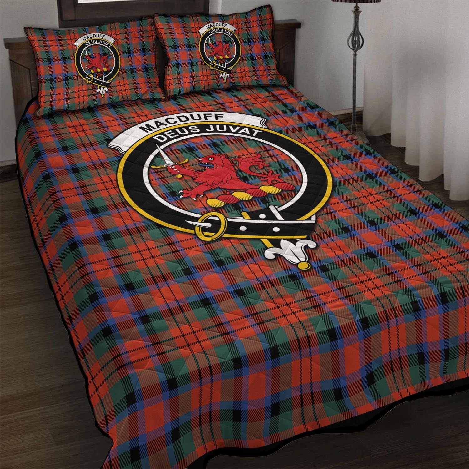 MacDuff Ancient Tartan Quilt Bed Set with Family Crest - Tartan Vibes Clothing