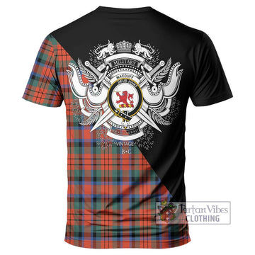 MacDuff Ancient Tartan T-Shirt with Family Crest and Military Logo Style