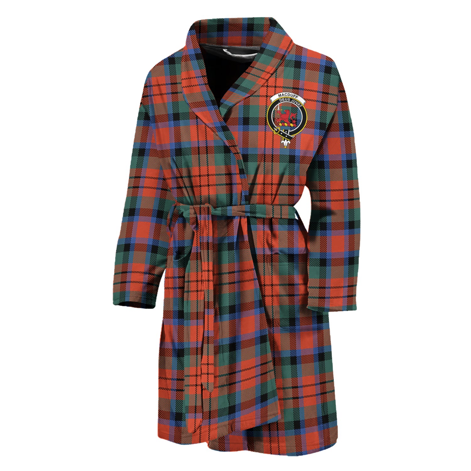 MacDuff Ancient Tartan Bathrobe with Family Crest Unisex M - Tartan Vibes Clothing