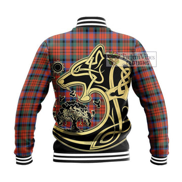 MacDuff Ancient Tartan Baseball Jacket with Family Crest Celtic Wolf Style