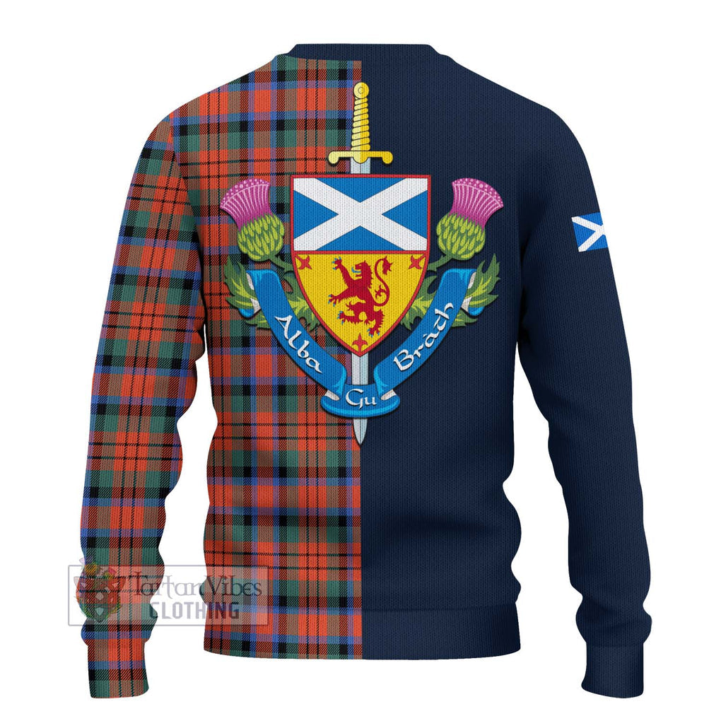 Tartan Vibes Clothing MacDuff Ancient Tartan Knitted Sweater with Scottish Lion Royal Arm Half Style