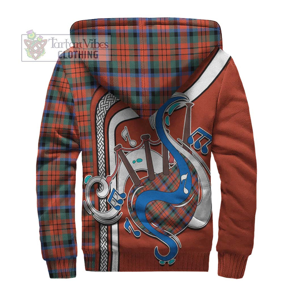 MacDuff Ancient Tartan Sherpa Hoodie with Epic Bagpipe Style - Tartanvibesclothing Shop