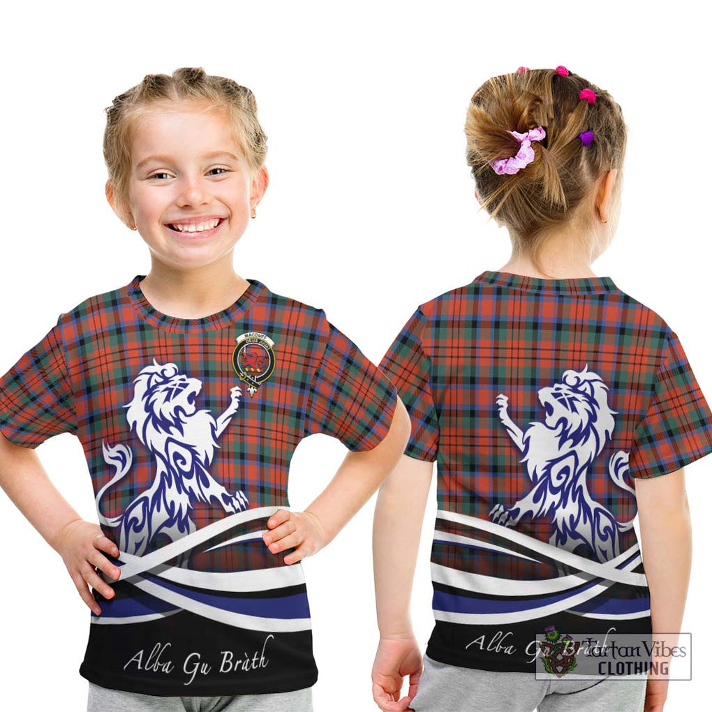 MacDuff Ancient Tartan Kid T-Shirt with Alba Gu Brath Regal Lion Emblem - Tartanvibesclothing Shop