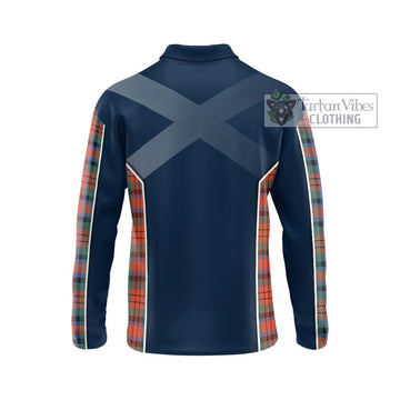 MacDuff Ancient Tartan Long Sleeve Polo Shirt with Family Crest and Lion Rampant Vibes Sport Style