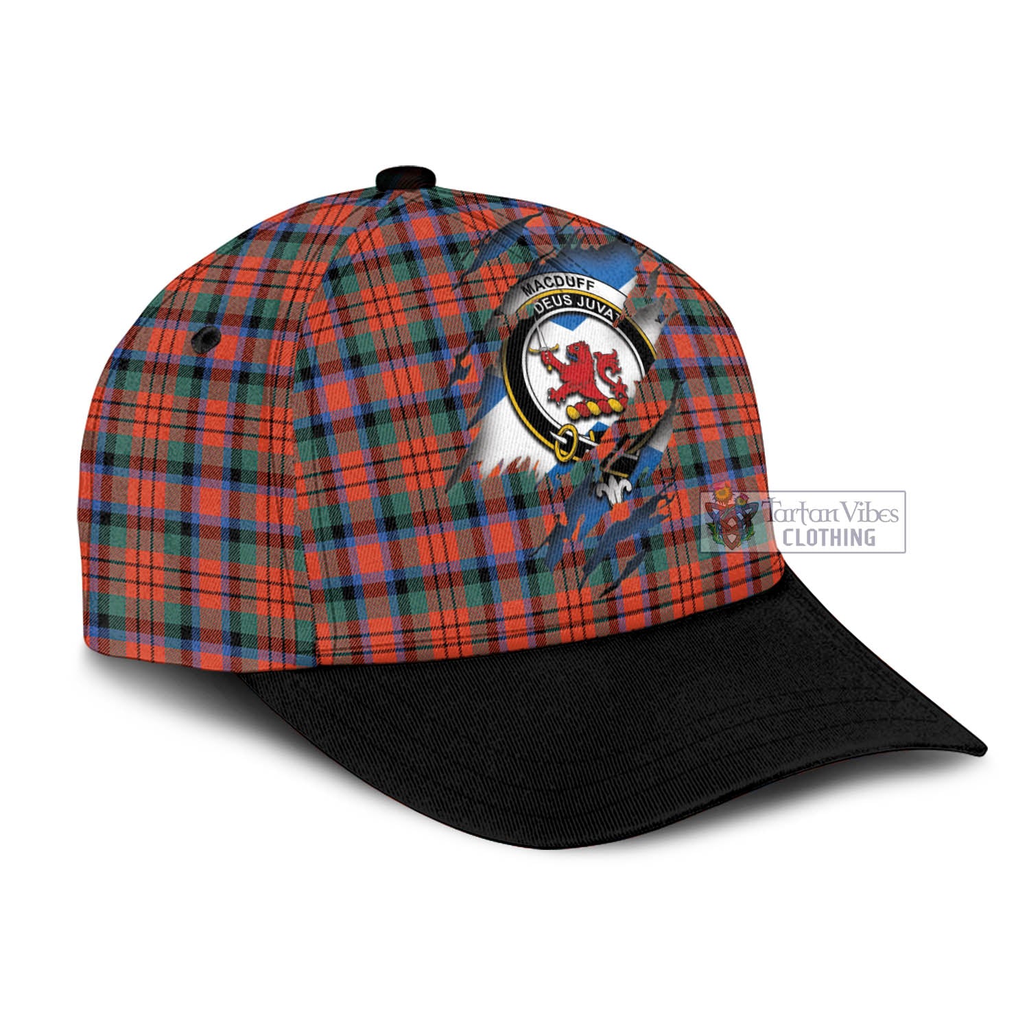 Tartan Vibes Clothing MacDuff Ancient Tartan Classic Cap with Family Crest In Me Style