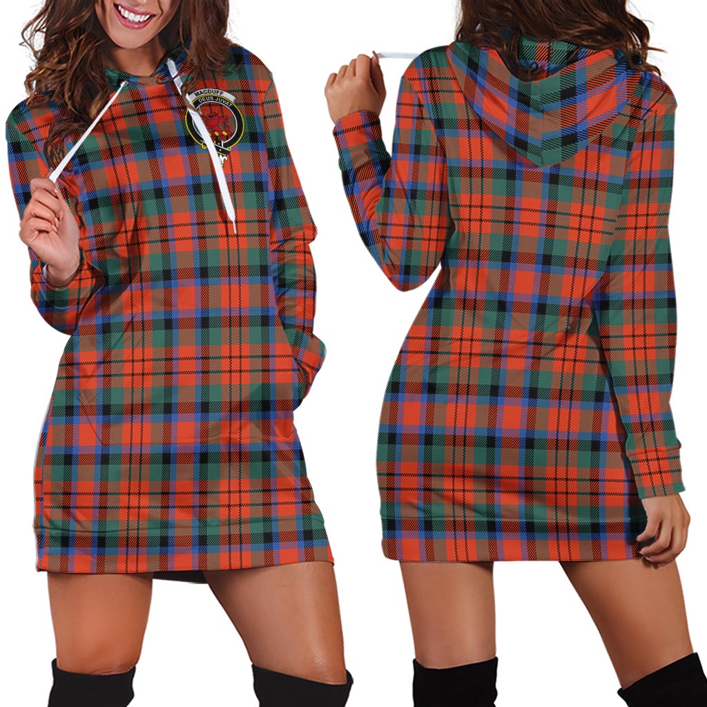 MacDuff Ancient Tartan Hoodie Dress with Family Crest - Tartan Vibes Clothing