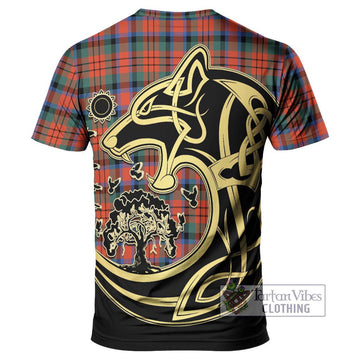 MacDuff Ancient Tartan T-Shirt with Family Crest Celtic Wolf Style