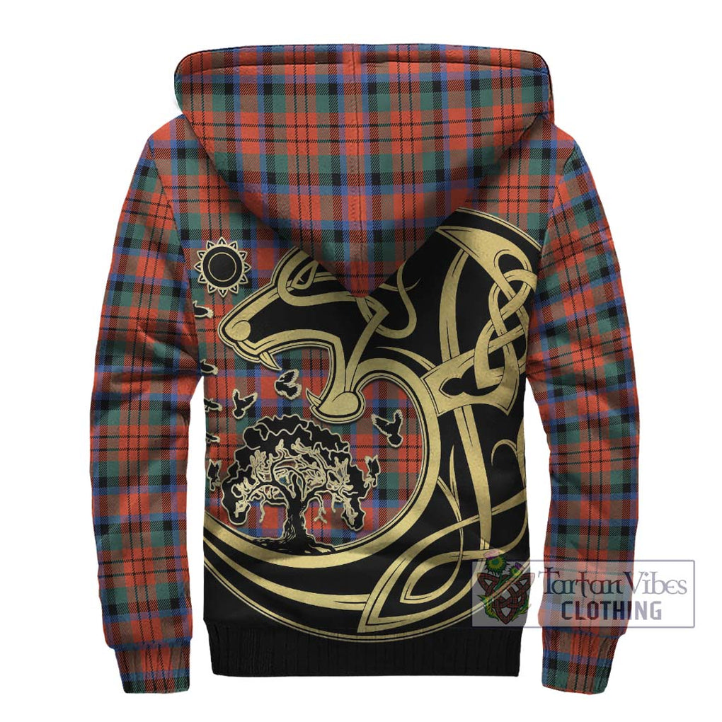 MacDuff Ancient Tartan Sherpa Hoodie with Family Crest Celtic Wolf Style - Tartan Vibes Clothing