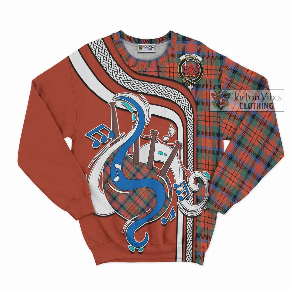 Tartan Vibes Clothing MacDuff Ancient Tartan Sweatshirt with Epic Bagpipe Style