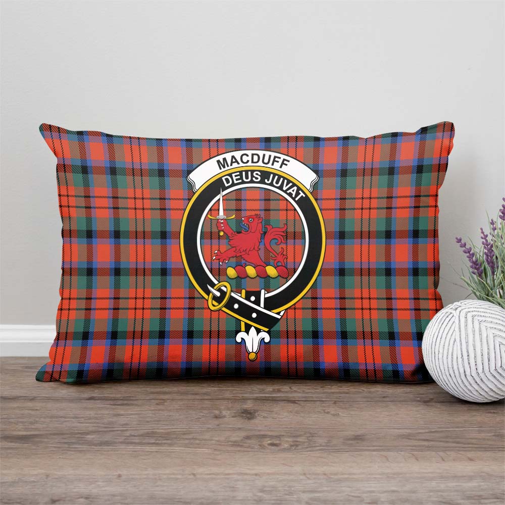 MacDuff Ancient Tartan Pillow Cover with Family Crest Rectangle Pillow Cover - Tartanvibesclothing