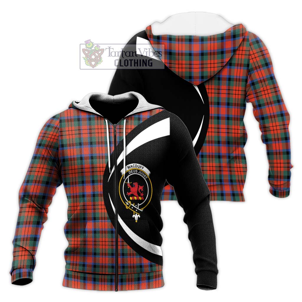 MacDuff Ancient Tartan Knitted Hoodie with Family Crest Circle Style Unisex Knitted Zip Hoodie - Tartan Vibes Clothing