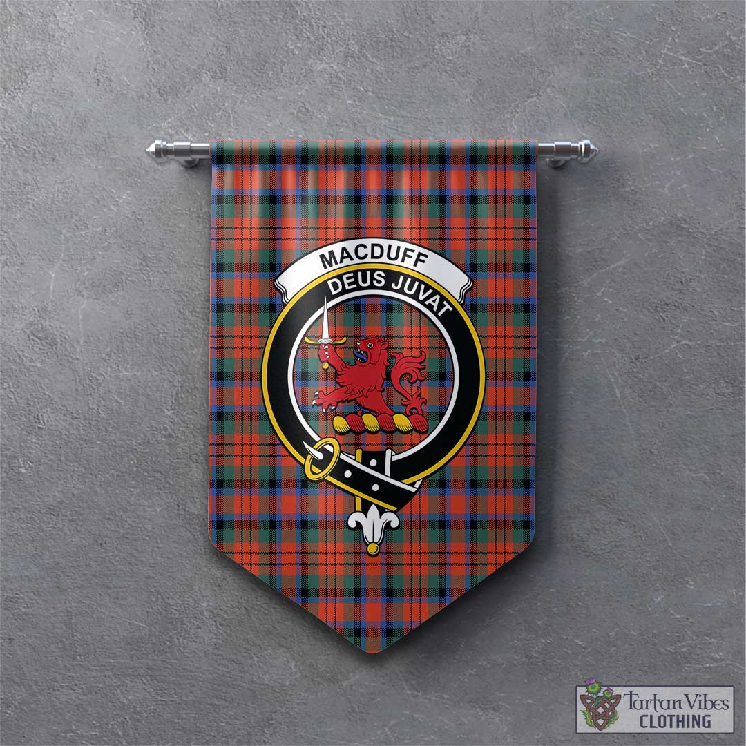 Tartan Vibes Clothing MacDuff Ancient Tartan Gonfalon, Tartan Banner with Family Crest