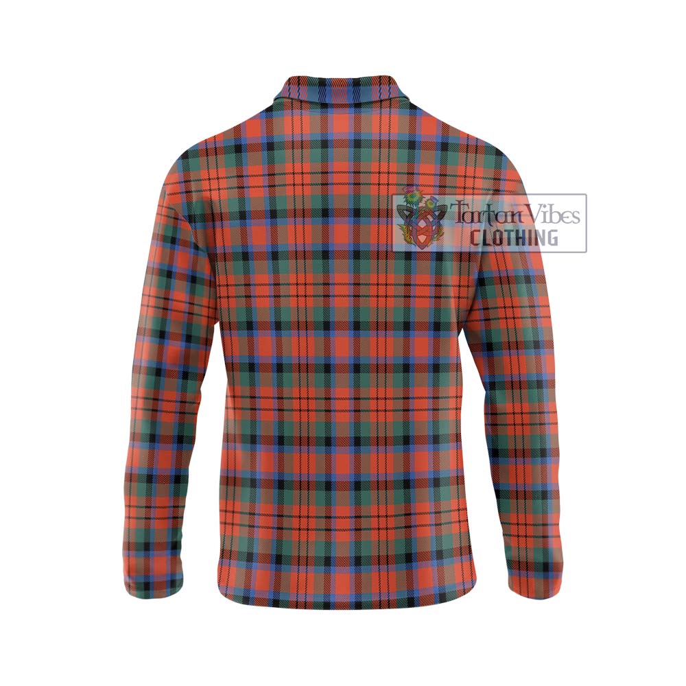 MacDuff Ancient Tartan Long Sleeve Polo Shirt with Family Crest DNA In Me Style - Tartanvibesclothing Shop