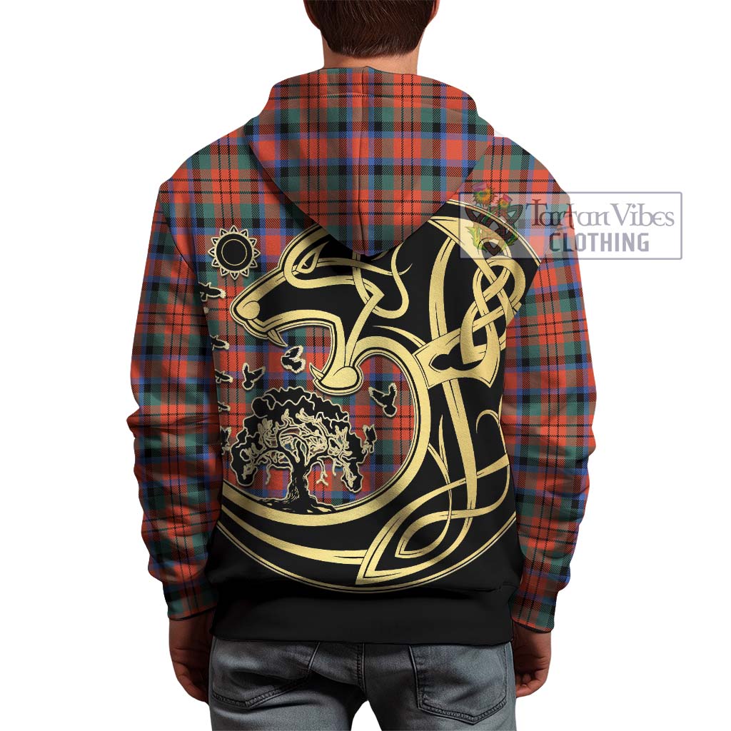 Tartan Vibes Clothing MacDuff Ancient Tartan Hoodie with Family Crest Celtic Wolf Style