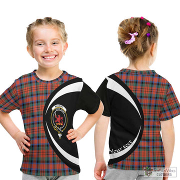 MacDuff Ancient Tartan Kid T-Shirt with Family Crest Circle Style