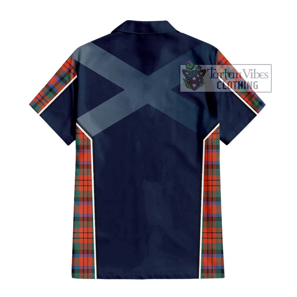 MacDuff Ancient Tartan Short Sleeve Button Shirt with Family Crest and Lion Rampant Vibes Sport Style - Tartan Vibes Clothing