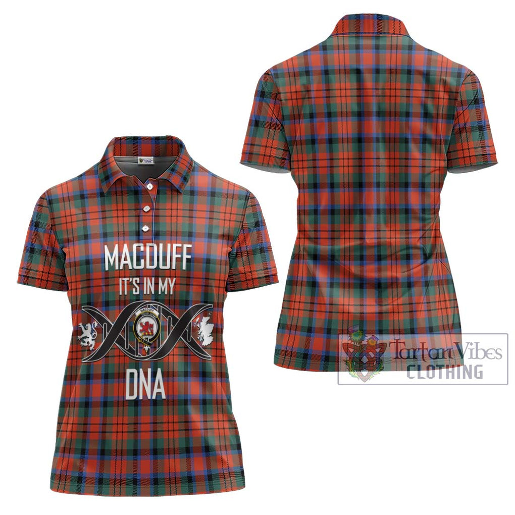 MacDuff Ancient Tartan Women's Polo Shirt with Family Crest DNA In Me Style - Tartanvibesclothing Shop