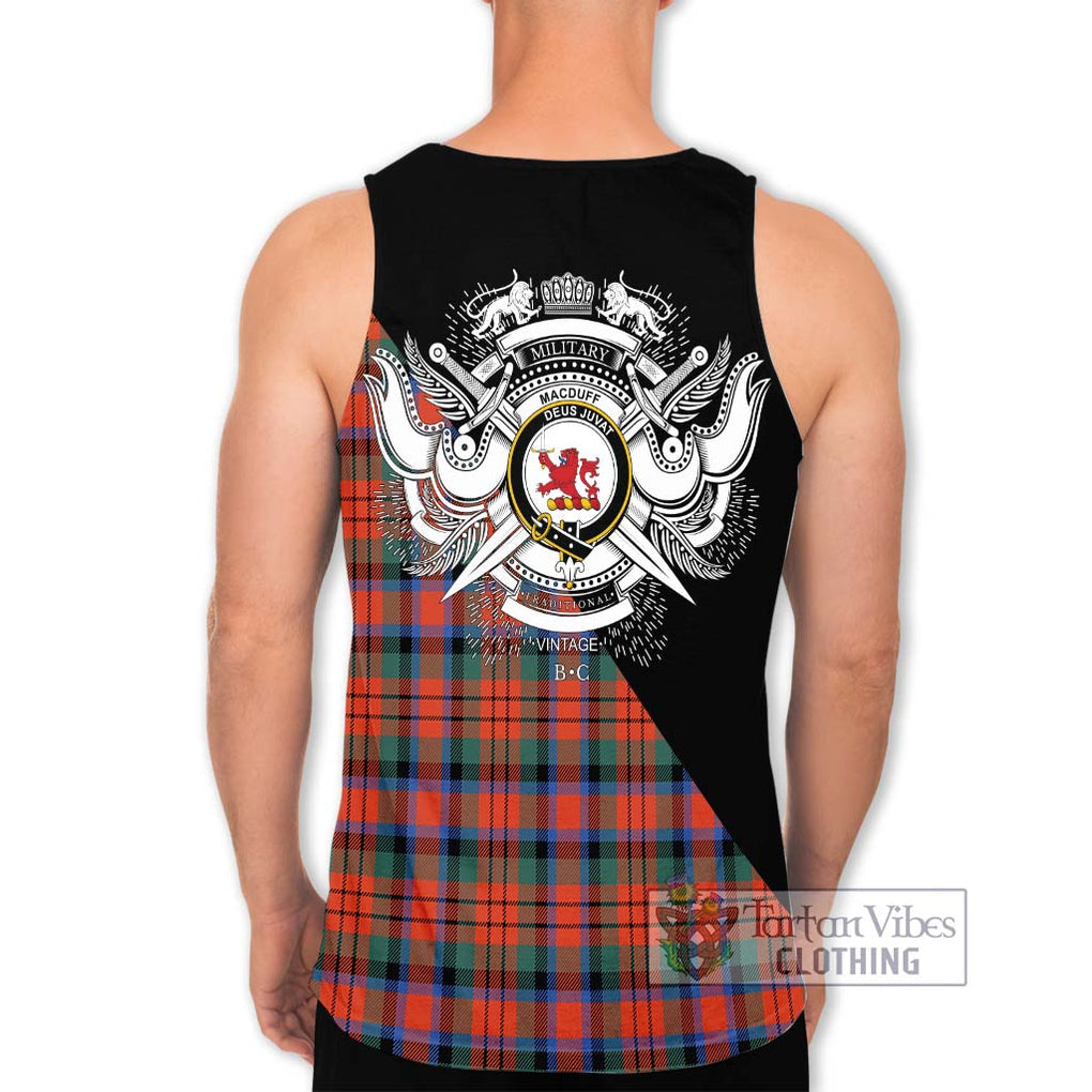 MacDuff Ancient Tartan Men's Tank Top with Family Crest and Military Logo Style - Tartanvibesclothing Shop