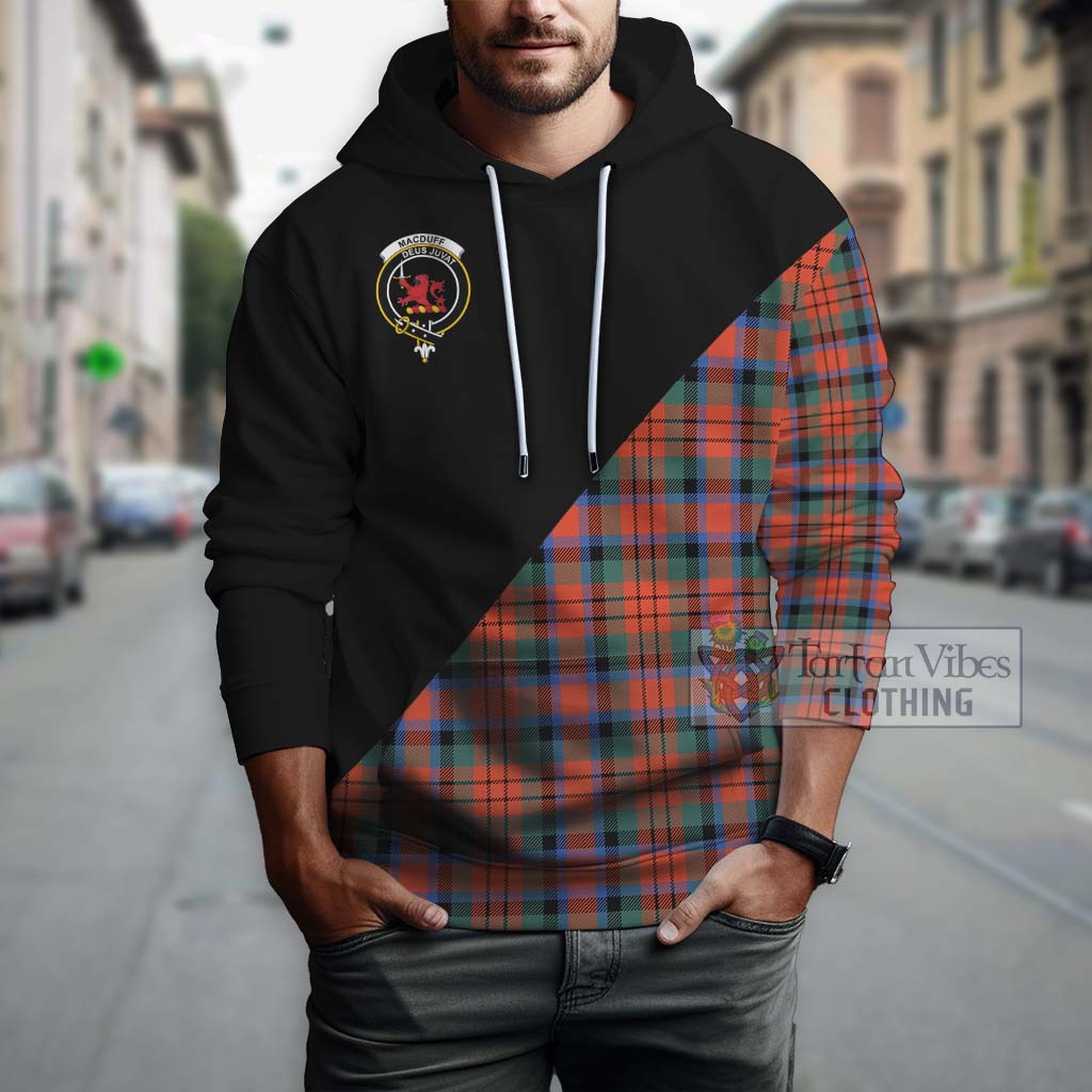 Tartan Vibes Clothing MacDuff Ancient Tartan Hoodie with Family Crest and Military Logo Style