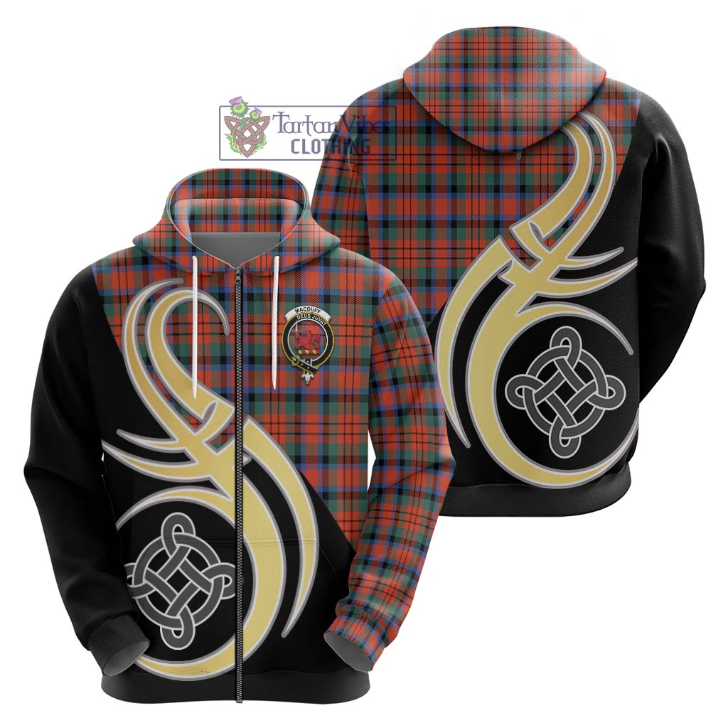 Tartan Vibes Clothing MacDuff Ancient Tartan Hoodie with Family Crest and Celtic Symbol Style