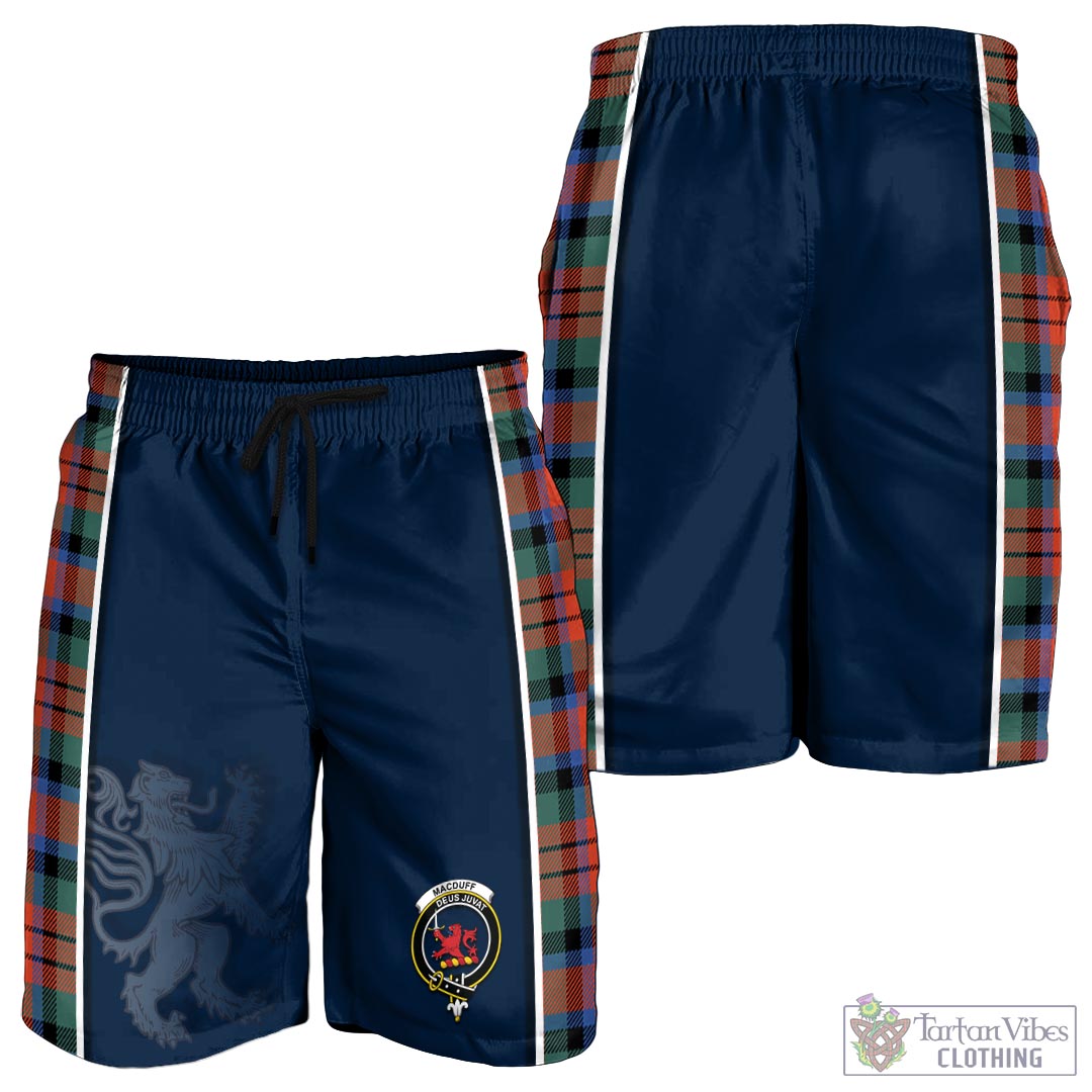 Tartan Vibes Clothing MacDuff Ancient Tartan Men's Shorts with Family Crest and Lion Rampant Vibes Sport Style