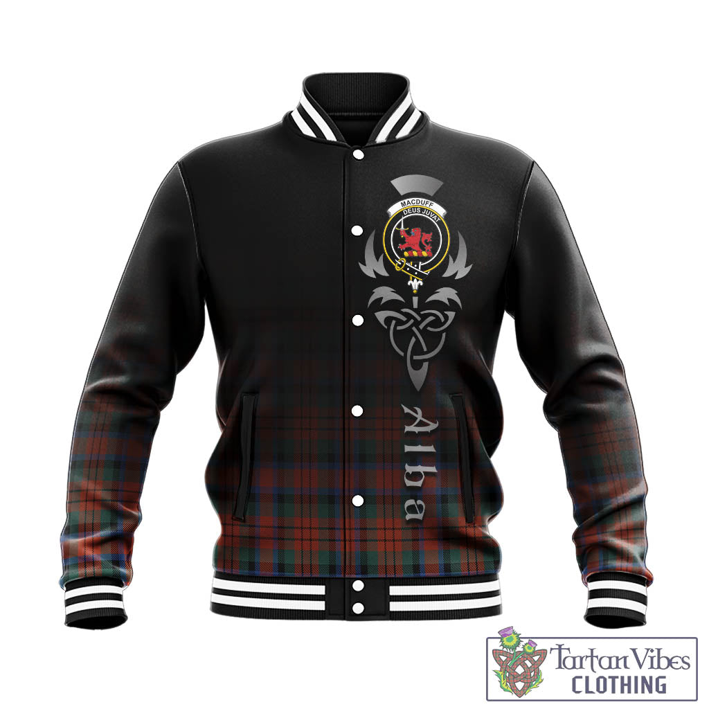 Tartan Vibes Clothing MacDuff Ancient Tartan Baseball Jacket Featuring Alba Gu Brath Family Crest Celtic Inspired