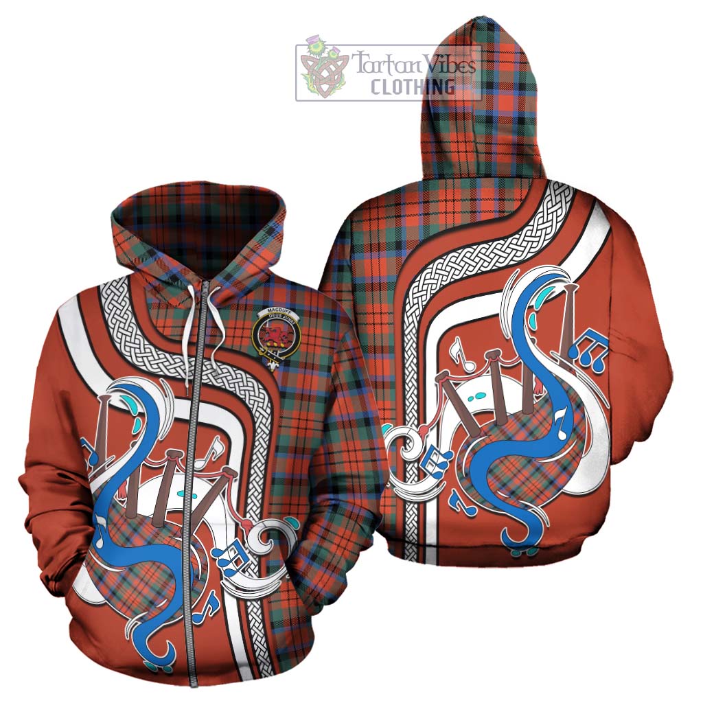 Tartan Vibes Clothing MacDuff Ancient Tartan Hoodie with Epic Bagpipe Style