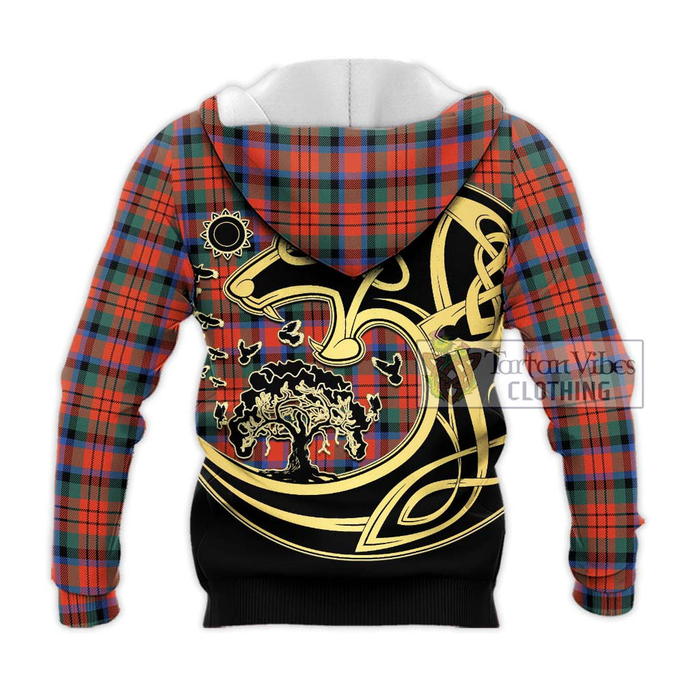 MacDuff Ancient Tartan Knitted Hoodie with Family Crest Celtic Wolf Style - Tartan Vibes Clothing