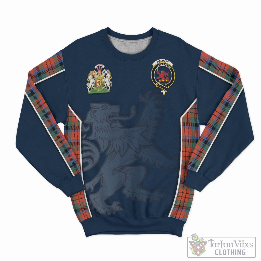 Tartan Vibes Clothing MacDuff Ancient Tartan Sweater with Family Crest and Lion Rampant Vibes Sport Style