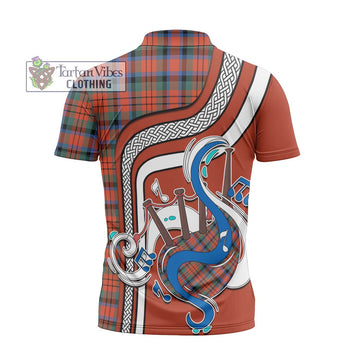 MacDuff Ancient Tartan Zipper Polo Shirt with Epic Bagpipe Style