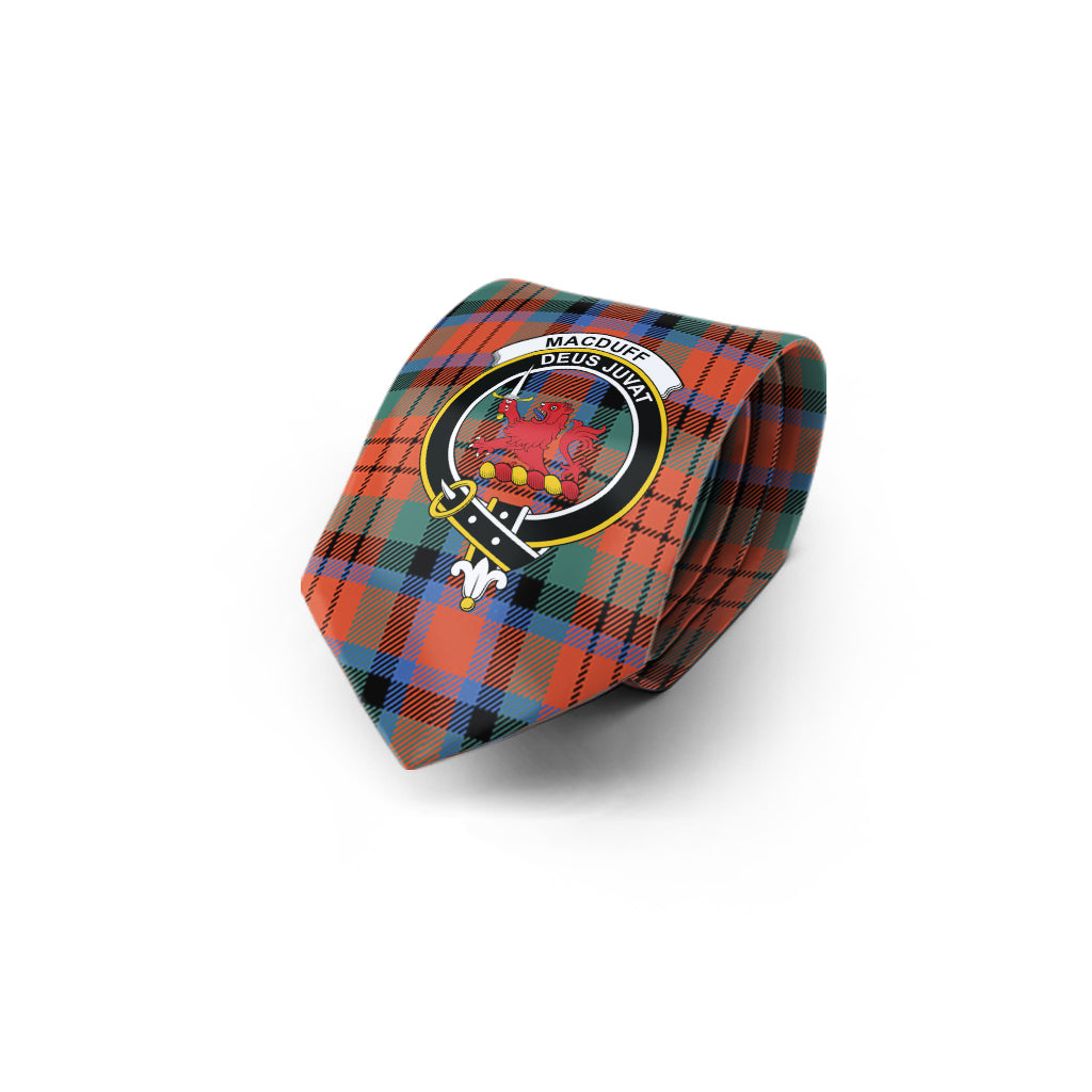 MacDuff Ancient Tartan Classic Necktie with Family Crest - Tartan Vibes Clothing