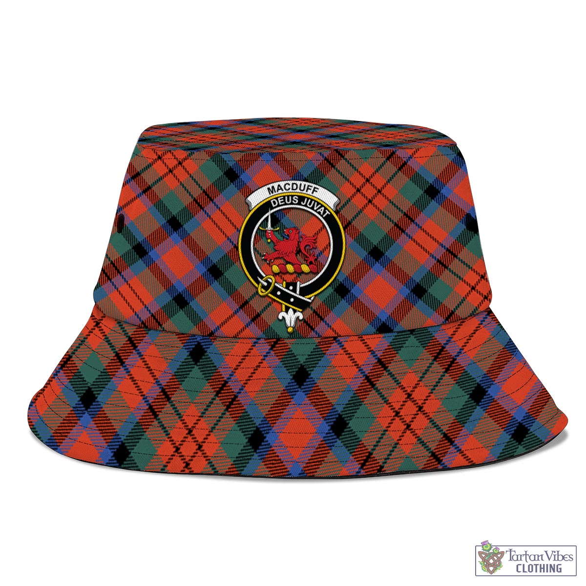 Tartan Vibes Clothing MacDuff Ancient Tartan Bucket Hat with Family Crest