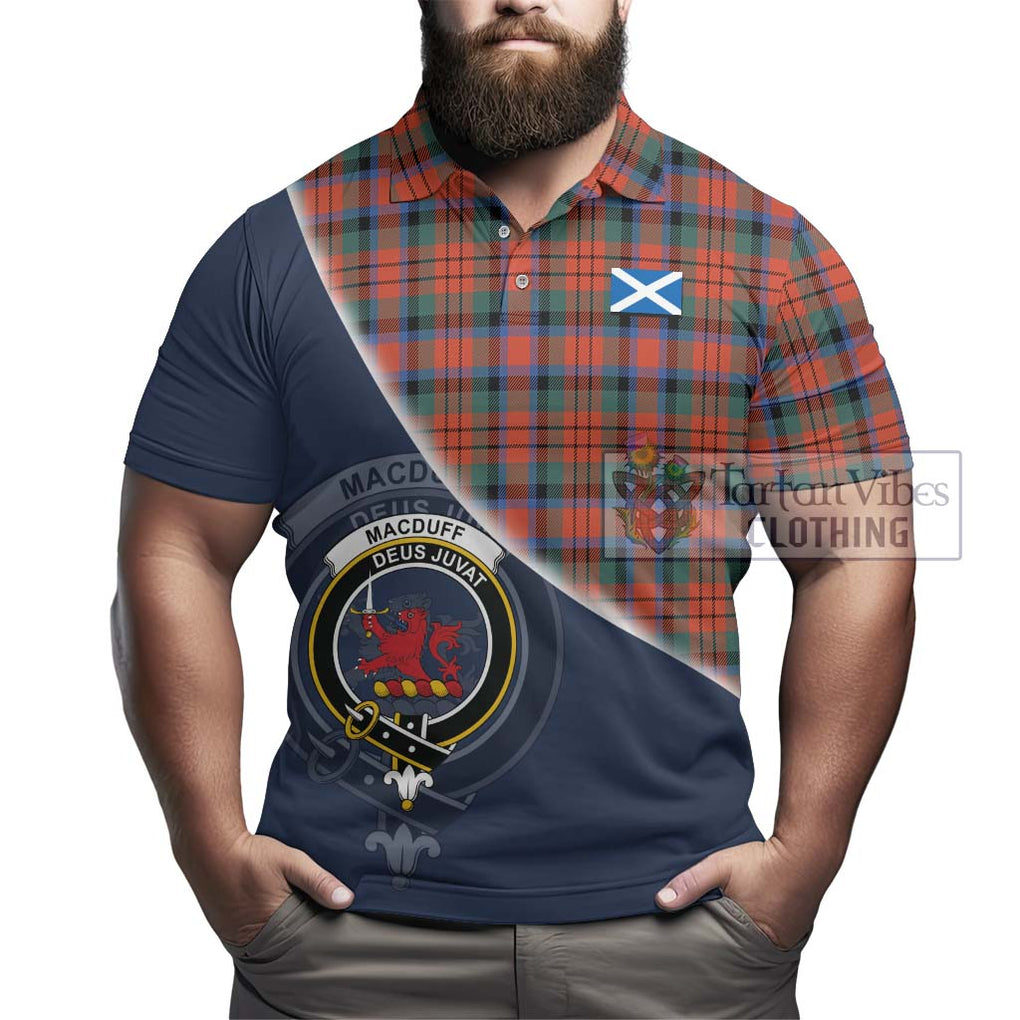 MacDuff Ancient Tartan Polo Shirt with Personalised National Flag and Family Crest Half Style - Tartanvibesclothing Shop