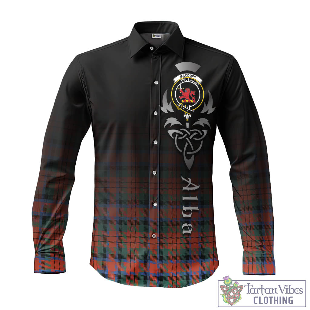 Tartan Vibes Clothing MacDuff Ancient Tartan Long Sleeve Button Up Featuring Alba Gu Brath Family Crest Celtic Inspired