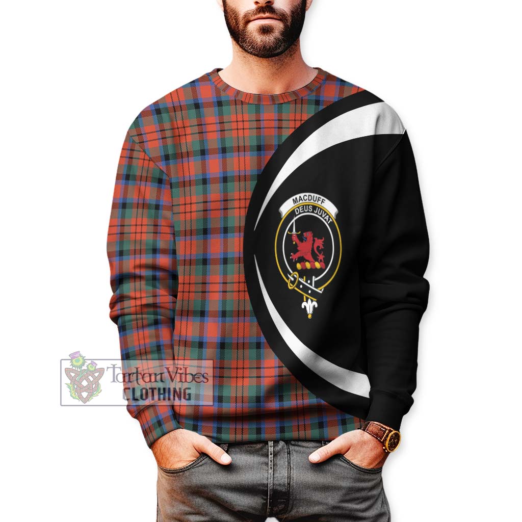 MacDuff Ancient Tartan Sweatshirt with Family Crest Circle Style - Tartan Vibes Clothing