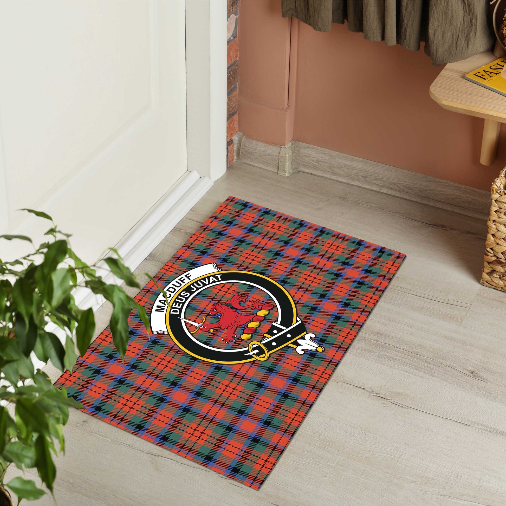 MacDuff Ancient Tartan Door Mat with Family Crest - Tartanvibesclothing