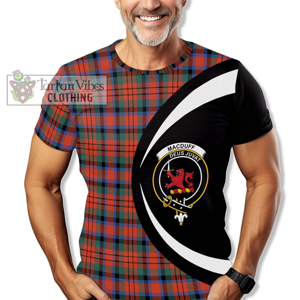 Tartan Vibes Clothing MacDuff Ancient Tartan T-Shirt with Family Crest Circle Style