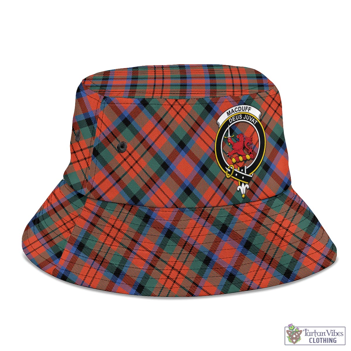 Tartan Vibes Clothing MacDuff Ancient Tartan Bucket Hat with Family Crest