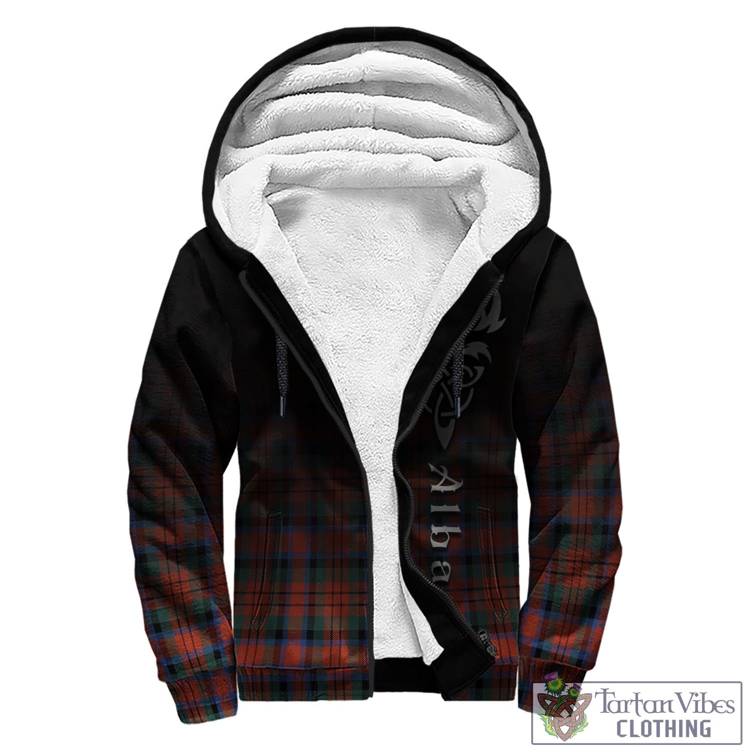 Tartan Vibes Clothing MacDuff Ancient Tartan Sherpa Hoodie Featuring Alba Gu Brath Family Crest Celtic Inspired