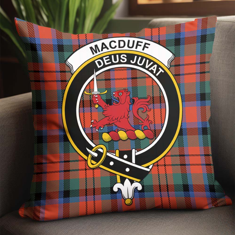 MacDuff Ancient Tartan Pillow Cover with Family Crest - Tartanvibesclothing