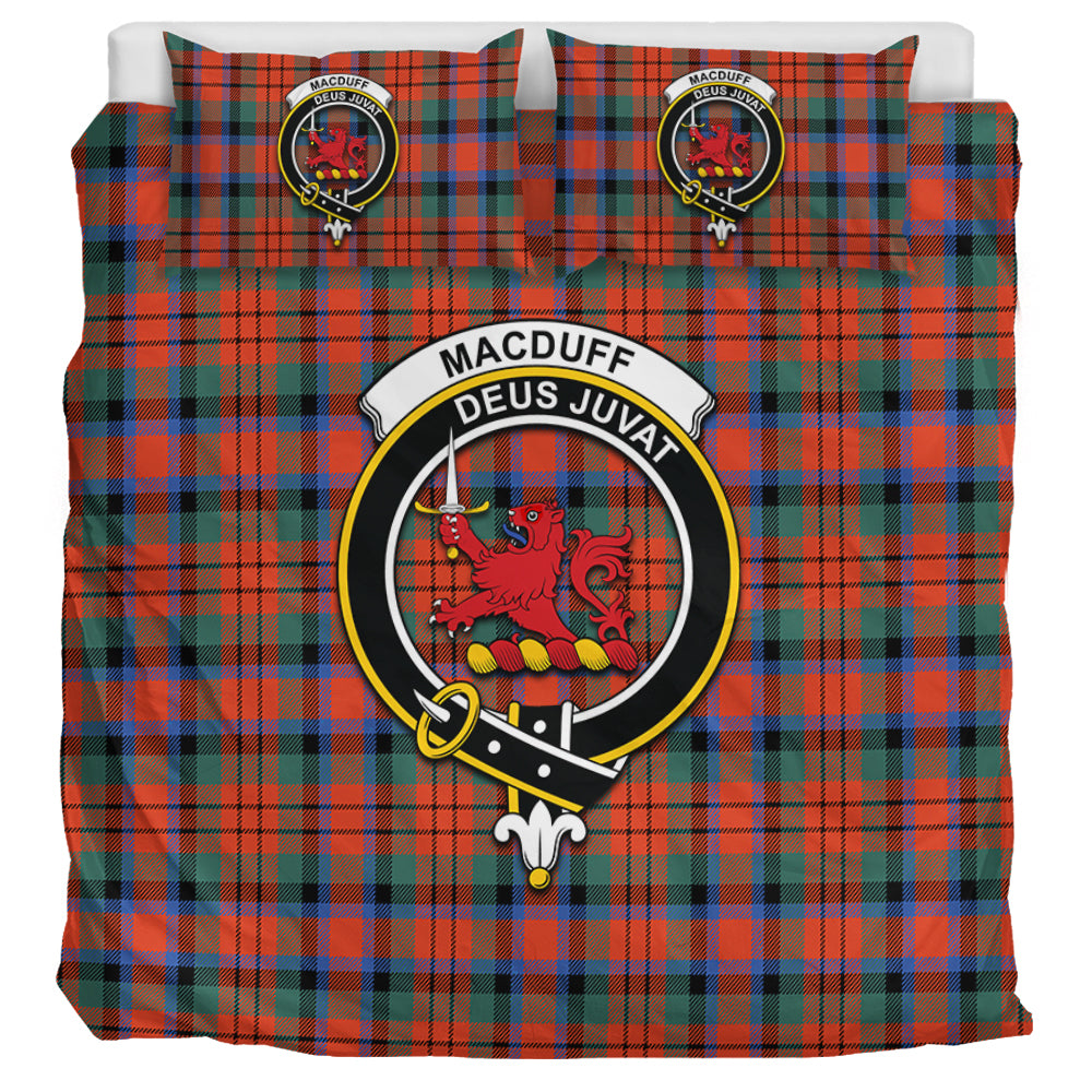 MacDuff Ancient Tartan Bedding Set with Family Crest UK Bedding Set UK Super King 104*94 inch - Tartan Vibes Clothing