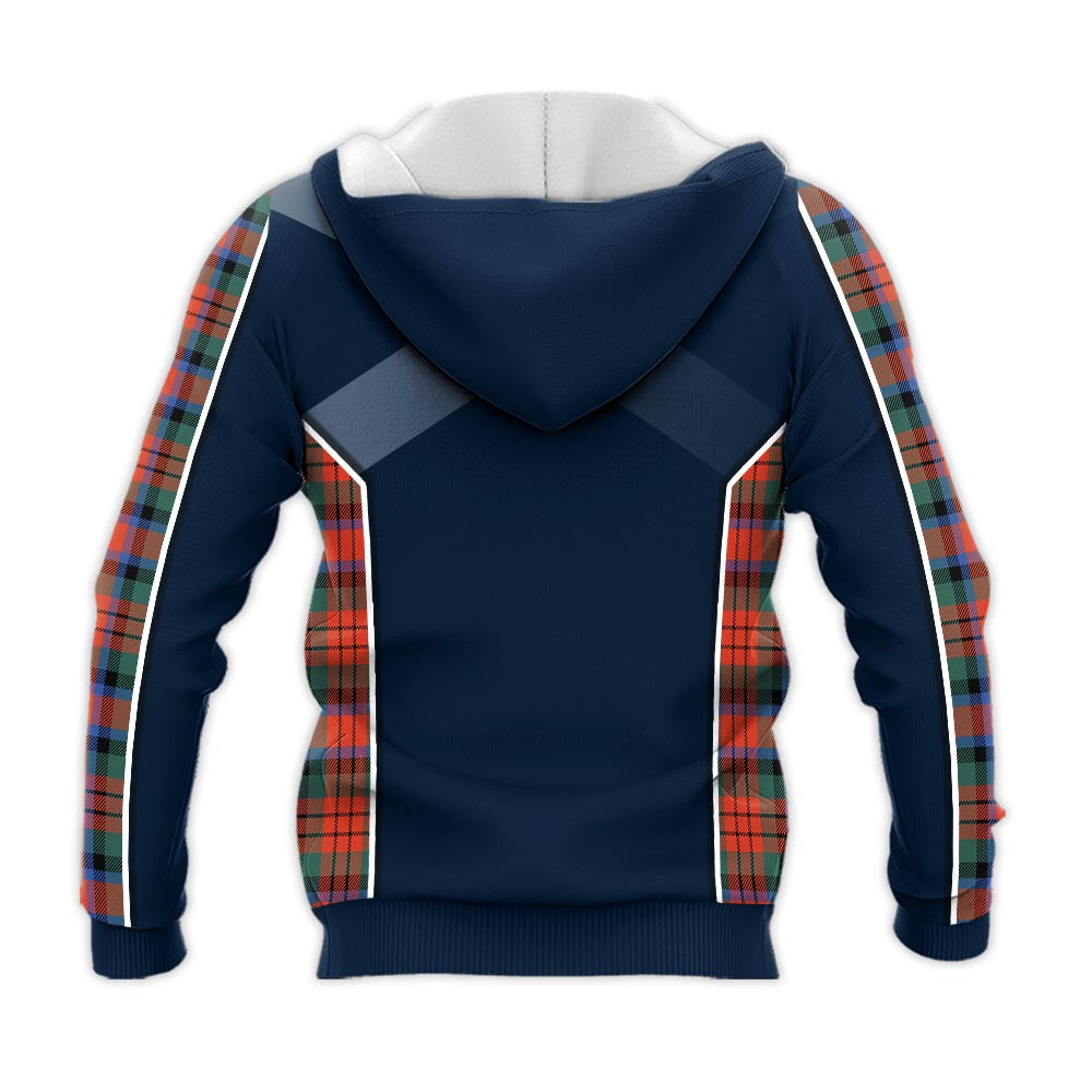 Tartan Vibes Clothing MacDuff Ancient Tartan Knitted Hoodie with Family Crest and Scottish Thistle Vibes Sport Style