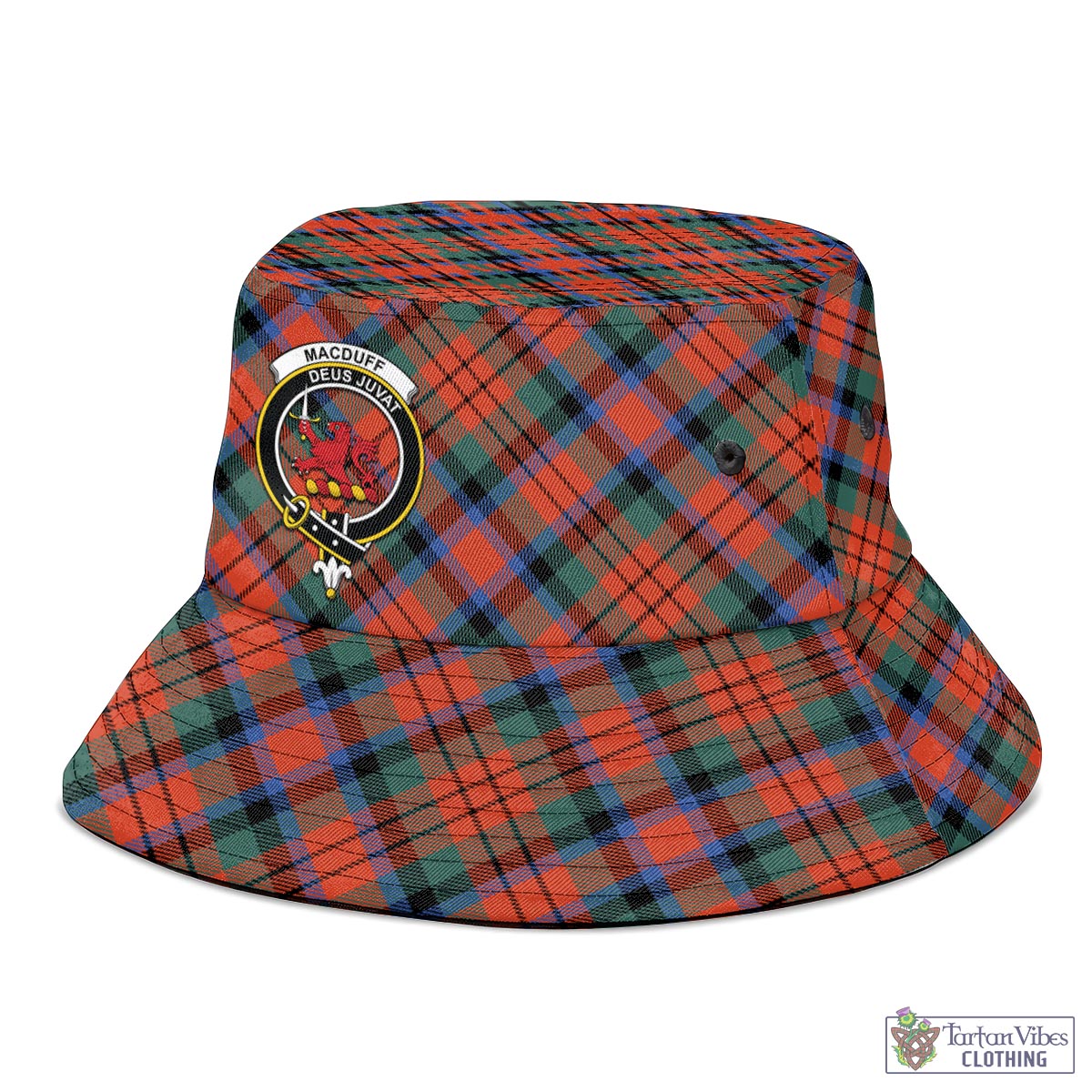 Tartan Vibes Clothing MacDuff Ancient Tartan Bucket Hat with Family Crest